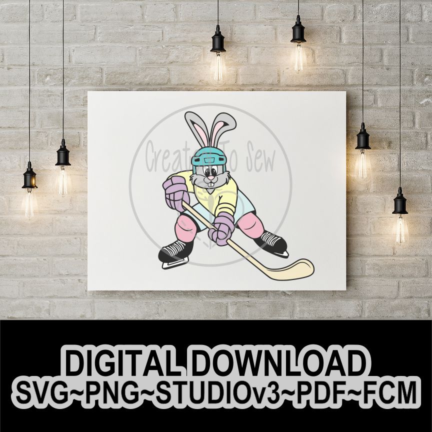 Bunny Hockey Player Digital File