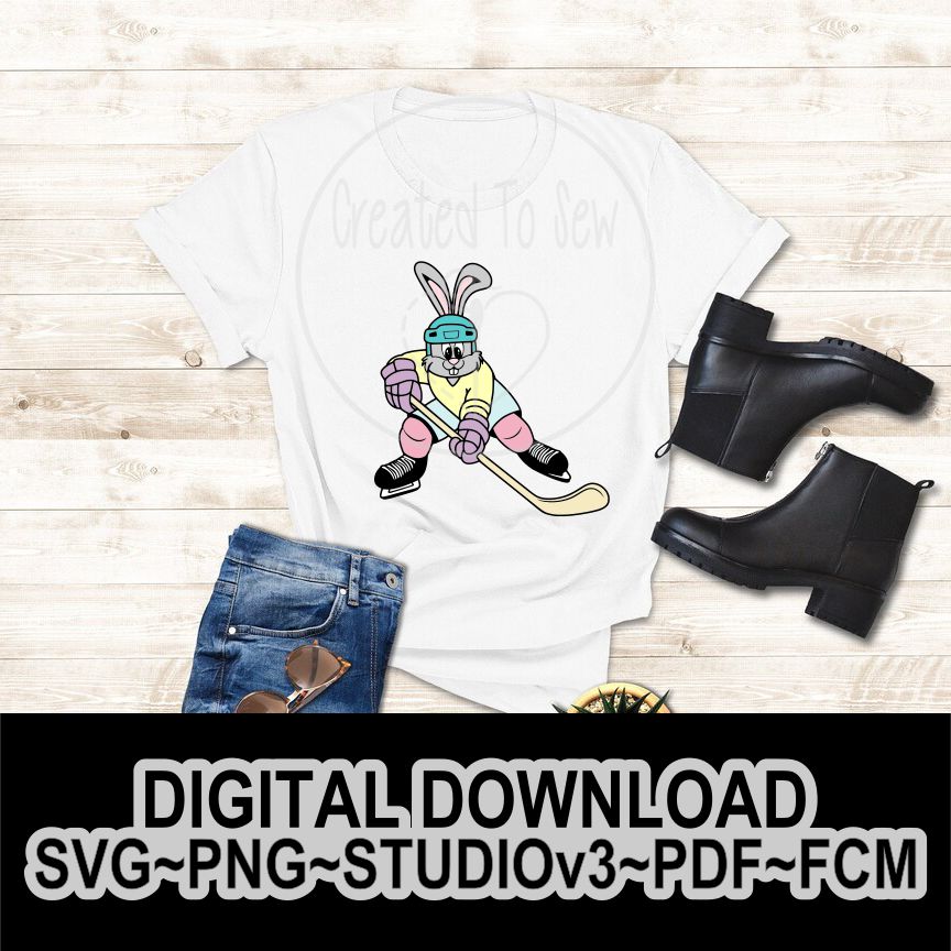 Bunny Hockey Player Digital File