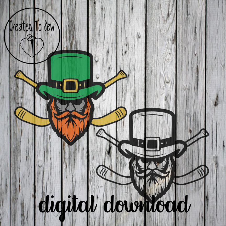 Leprechaun With Hockey Sticks SVG File