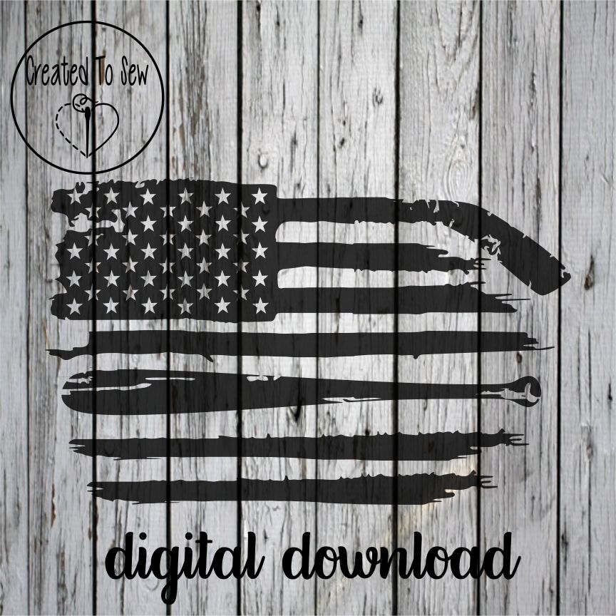 American Flag With Baseball and Hockey SVG File