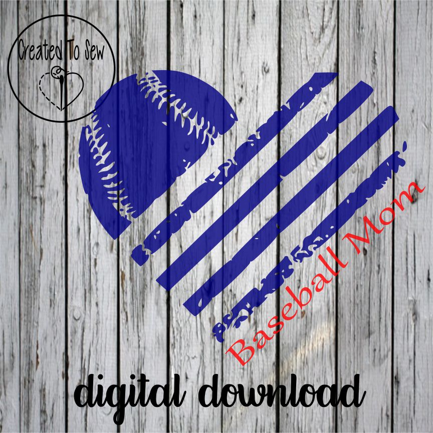 Baseball Mom Heart SVG