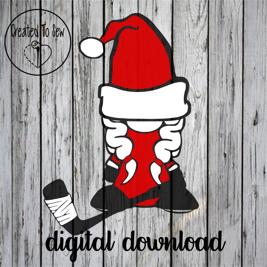 Girl Santa Hockey Gnome SVG File