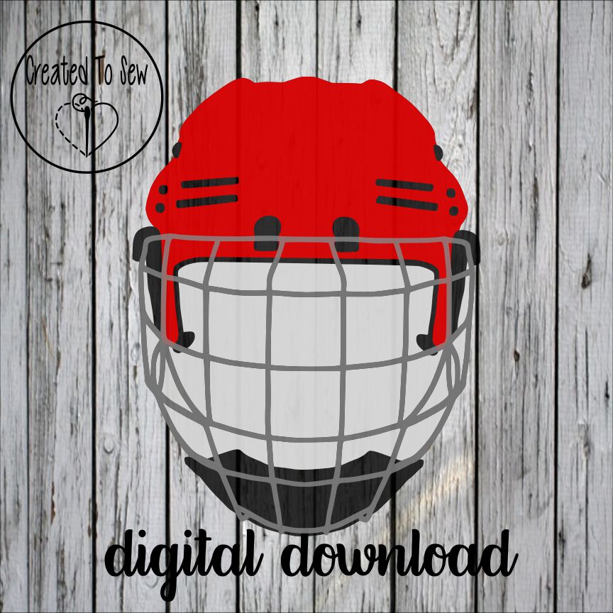 Hockey Player Helmet Forward Facing With Cage SVG File