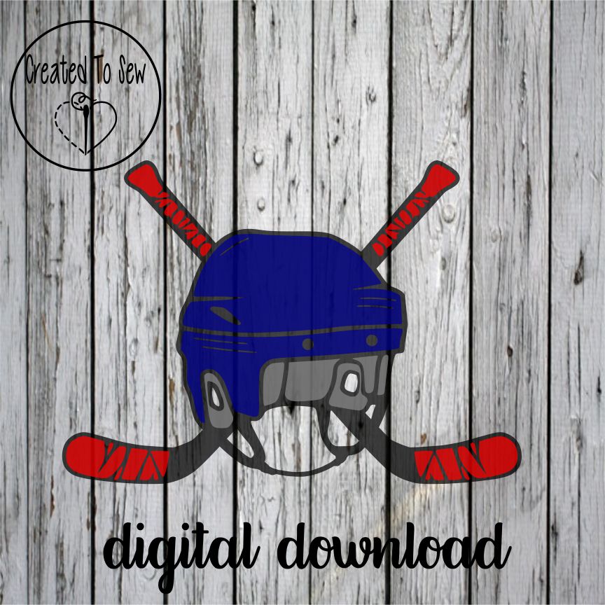 Hockey Player Helmet With Sticks SVG File