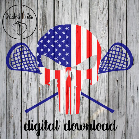 Lacrosse Punisher American Flag SVG File