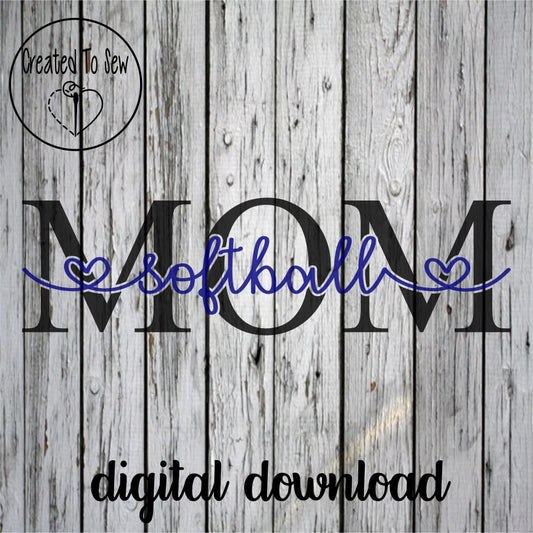 Softball Mom With Hearts SVG File