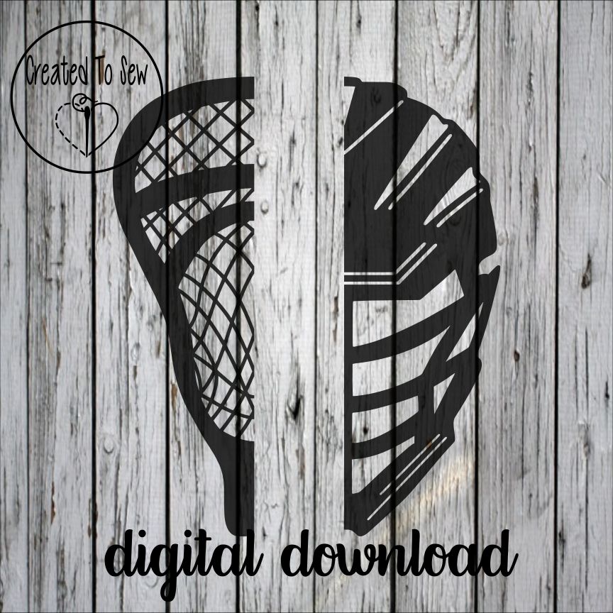 Split Lacrosse Helmet And Stick SVG File