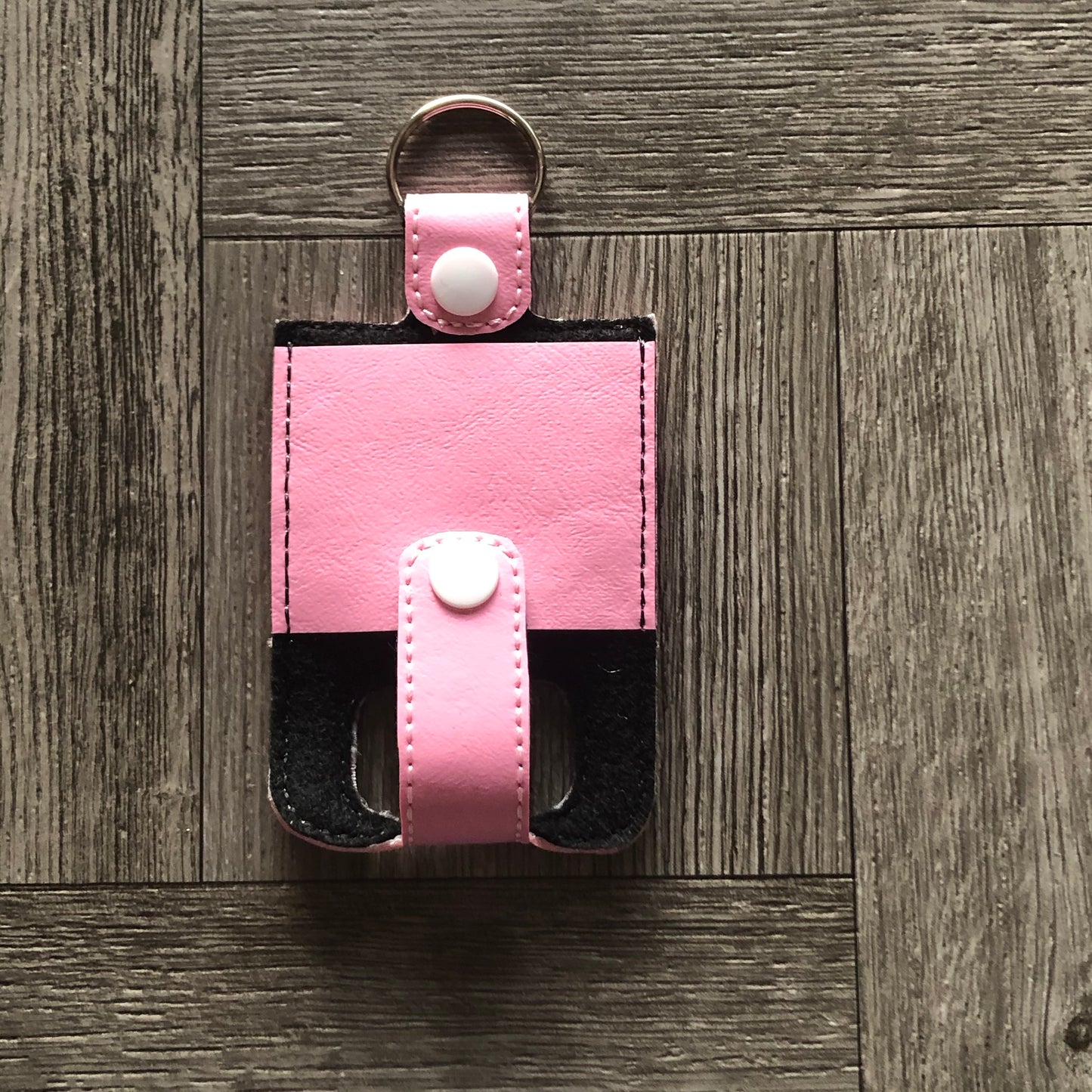 Pink Hockey Inhaler Holder With Snap Closure and A Key Ring