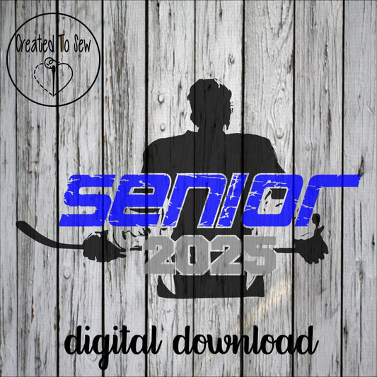 Distressed Senior 2025 Hockey Player SVG File