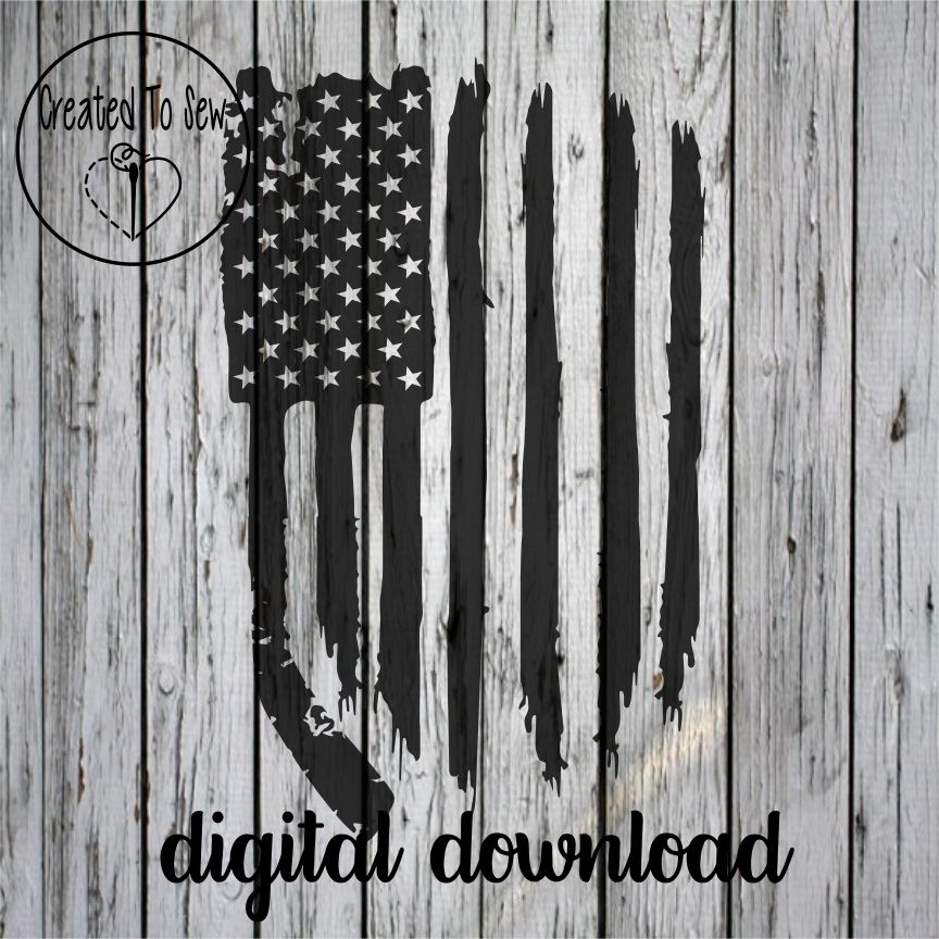 American Flag Distressed Hockey One Color SVG File