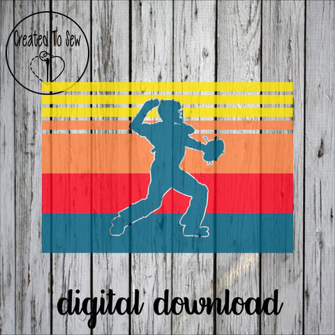 Baseball Silhouette With Background Set SVG File