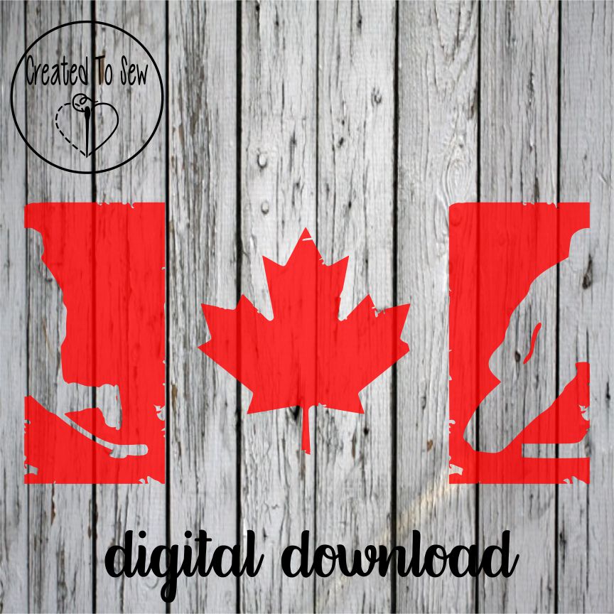 Canada Flag With Hockey Player and Goalie Distressed SVG File