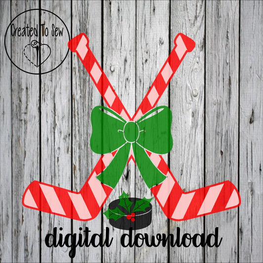 Candy Cane Hockey Goalie Sticks Christmas SVG File