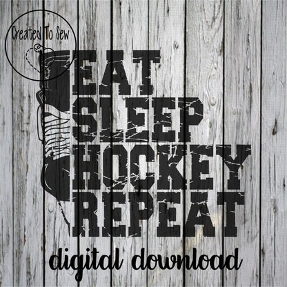 Eat Sleep Hockey Repeat Hockey Player Skate SVG File