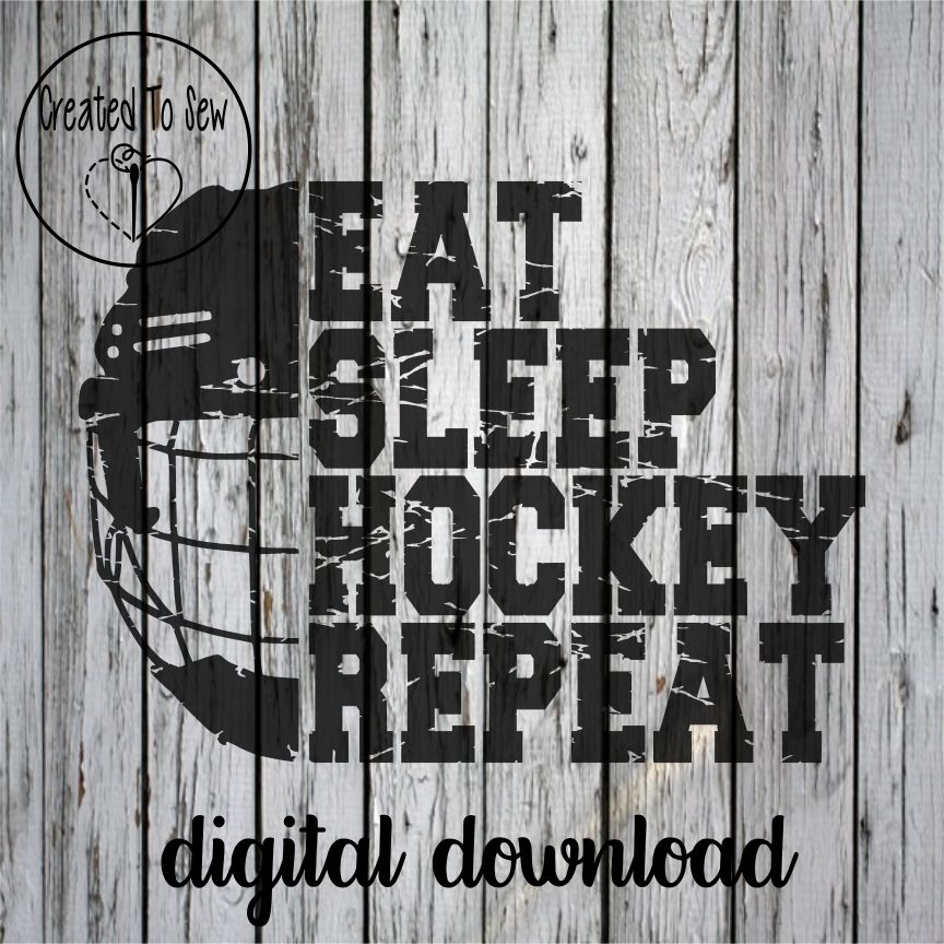 Eat Sleep Hockey Repeat Hockey Players Helmet SVG File