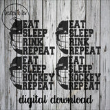 Eat Sleep Hockey Repeat Hockey Players Helmet SVG File