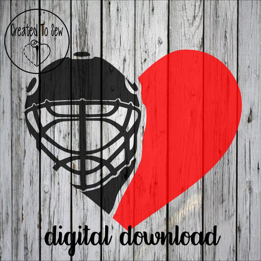 Hockey Goalie Helmet Heart SVG File