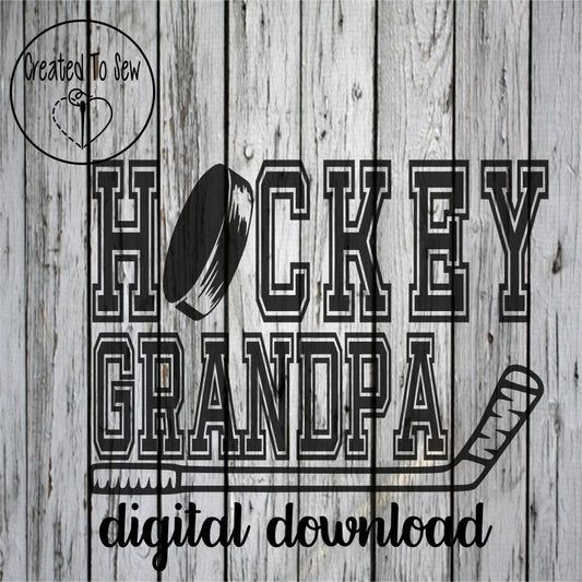 Hockey Grandpa With Puck And Stick SVG File