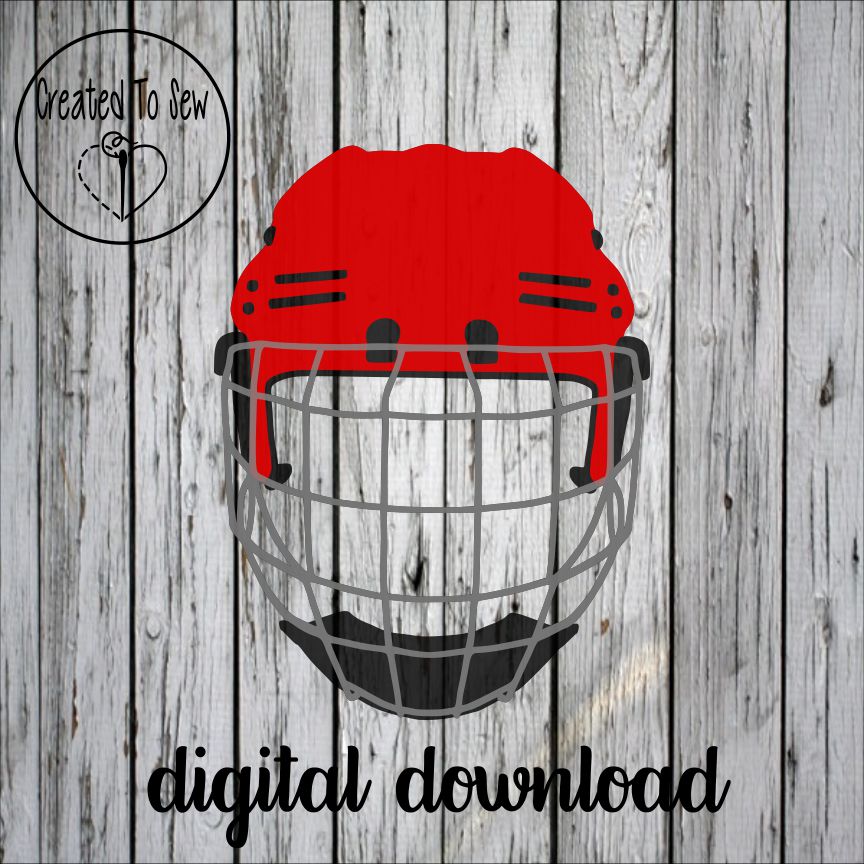 Hockey Player Helmet Forward Facing With Cage SVG File