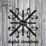 Hockey Stick Snowflake With And Without Words SVG