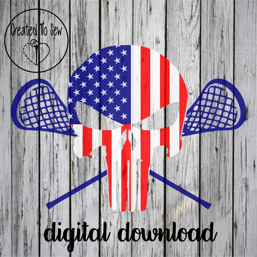 Lacrosse Punisher American Flag SVG File
