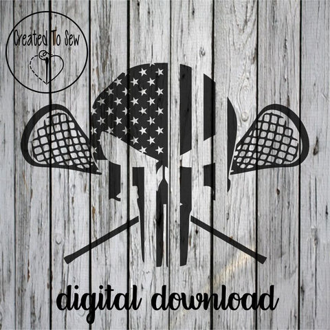 Lacrosse American Flag Punisher One Color SVG File
