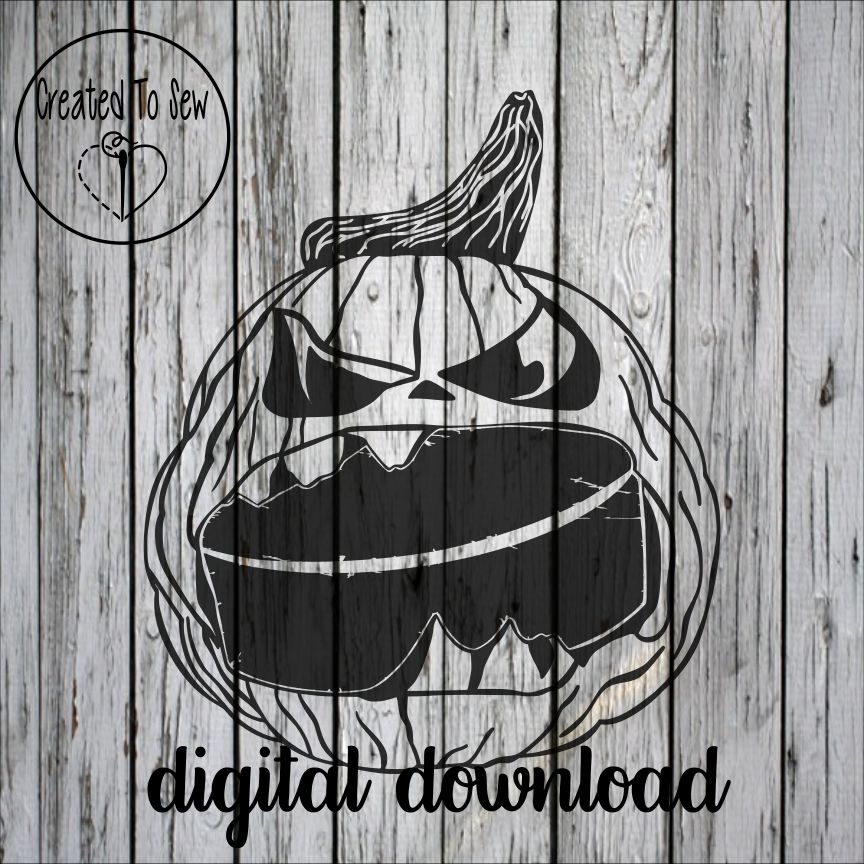 Pumpkin With Puck In Mouth SVG File – Created To Sew