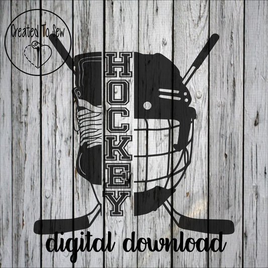 Split Hockey Player Skate and Helmet SVG File