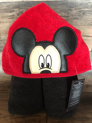 Boy Mouse Children’s Hooded Towel Red And Black
