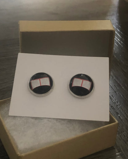 Black Hockey Net Handmade 12mm Studded Earrings