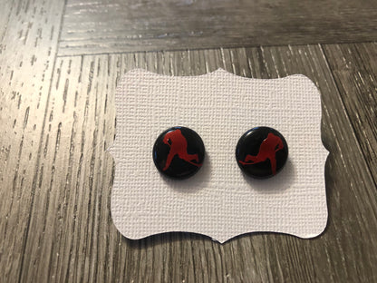 Black With Red Hockey Player Earrings