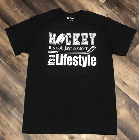 “Hockey It’s Not A Sport It’s A LifeStyle” unisex adult black shirt