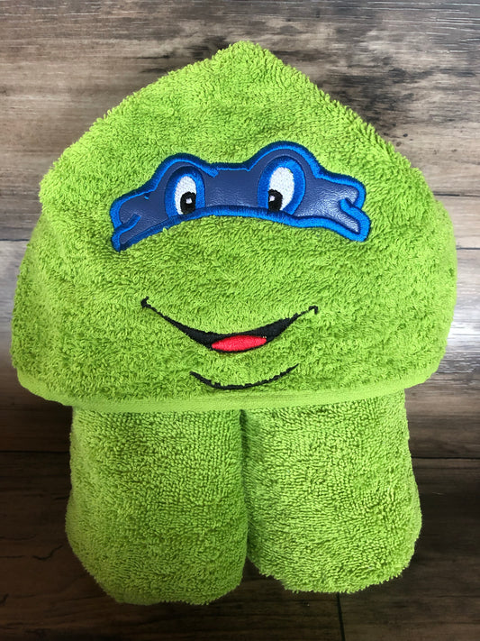 Blue Masked Turtle Children’s Hooded Towel Green
