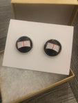 Black Hockey Net Handmade 12mm Studded Earrings
