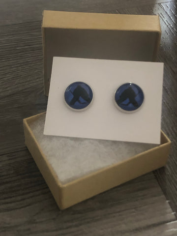 Blue Hockey Goalie Handmade 12mm Studded Earrings