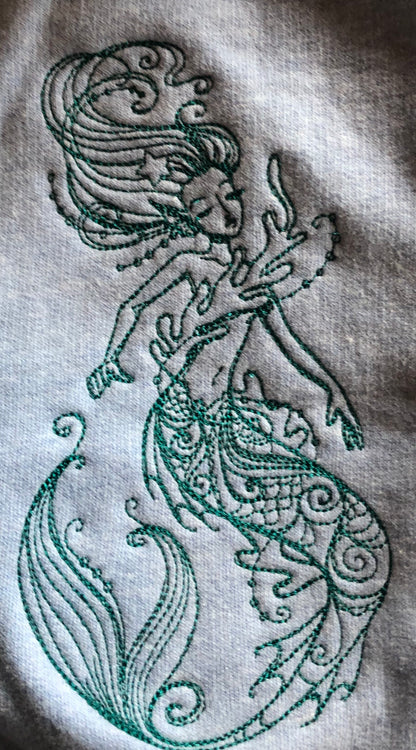 Embroidered Mermaid Light Blue Jacket Size L