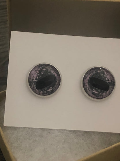 Light Purple Breakout Hockey Puck Handmade 12mm Studded Earrings