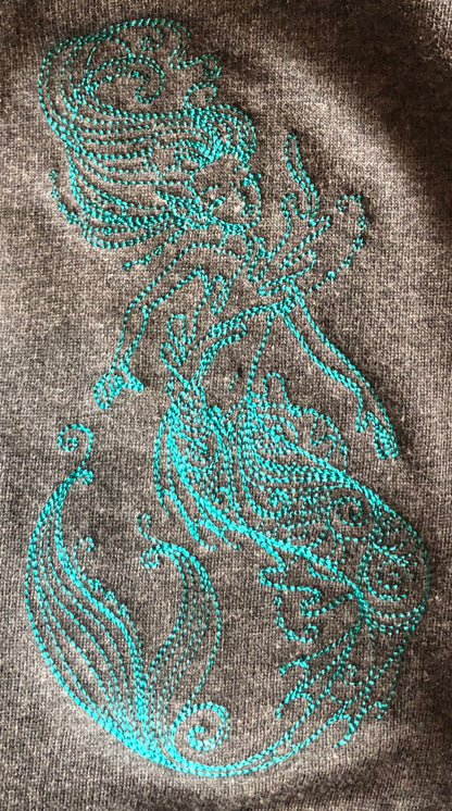 Embroidered Mermaid Gray Jacket Size M