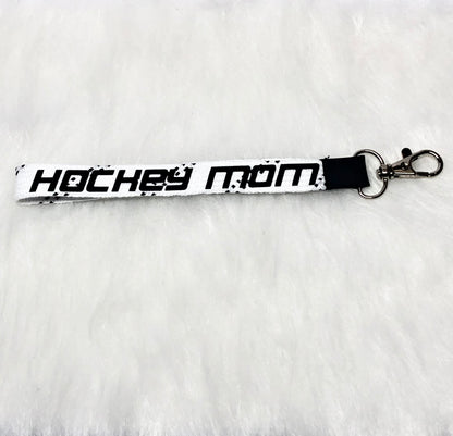 Hockey Mom White Lace Keychain