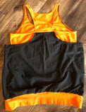 Neon Orange and Black Overlay Tank Top With Built in Bra Size XL