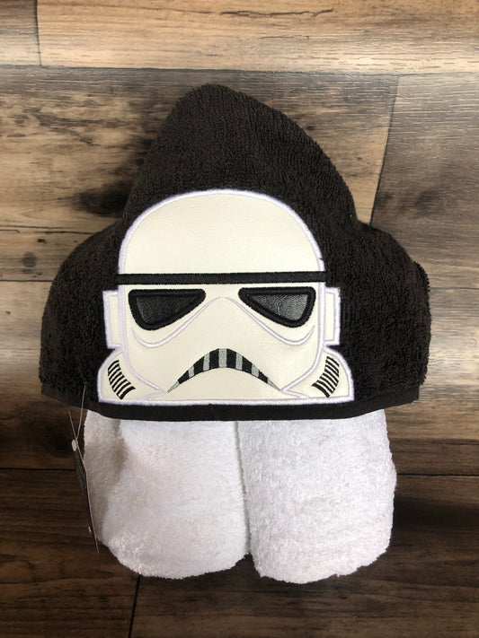 Galaxy Soldier Children’s Hooded Towel White And Black