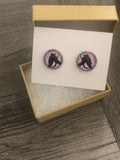 Light Purple Girl Hockey Goalie Handmade 12mm Studded Earrings