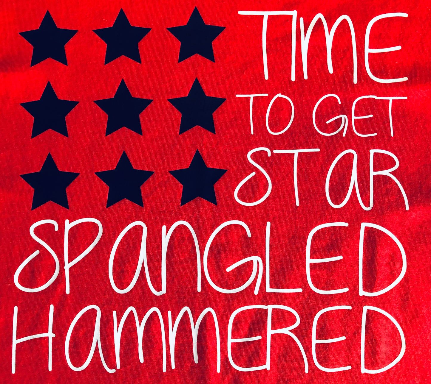“Time To Get Star Spangled Hammered” Red T-Shirt Size M