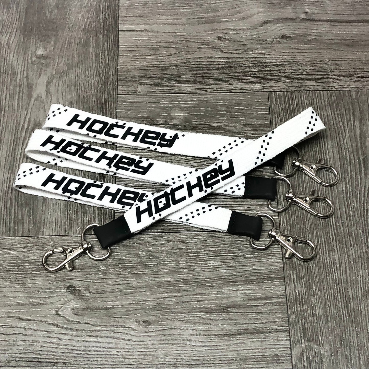 Hockey White Lace Keychain