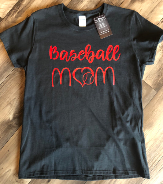 “Baseball Mom” Black T-Shirt Size L