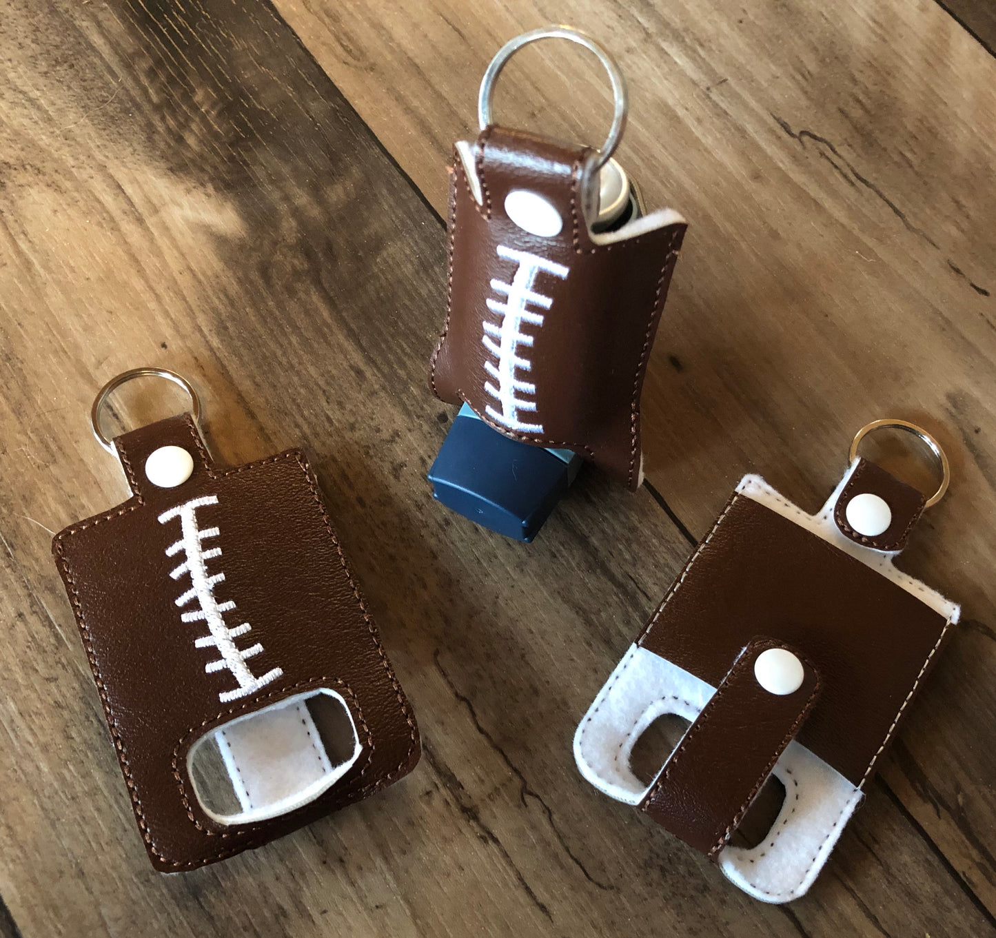 Football Inhaler Holder With Snap Closure and A Key Ring