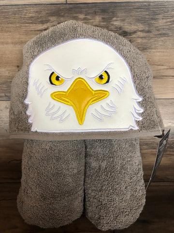 White American Eagle Children’s Hooded Towel Gray