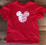 Mickey American Flag Red T-shirt Size 2T