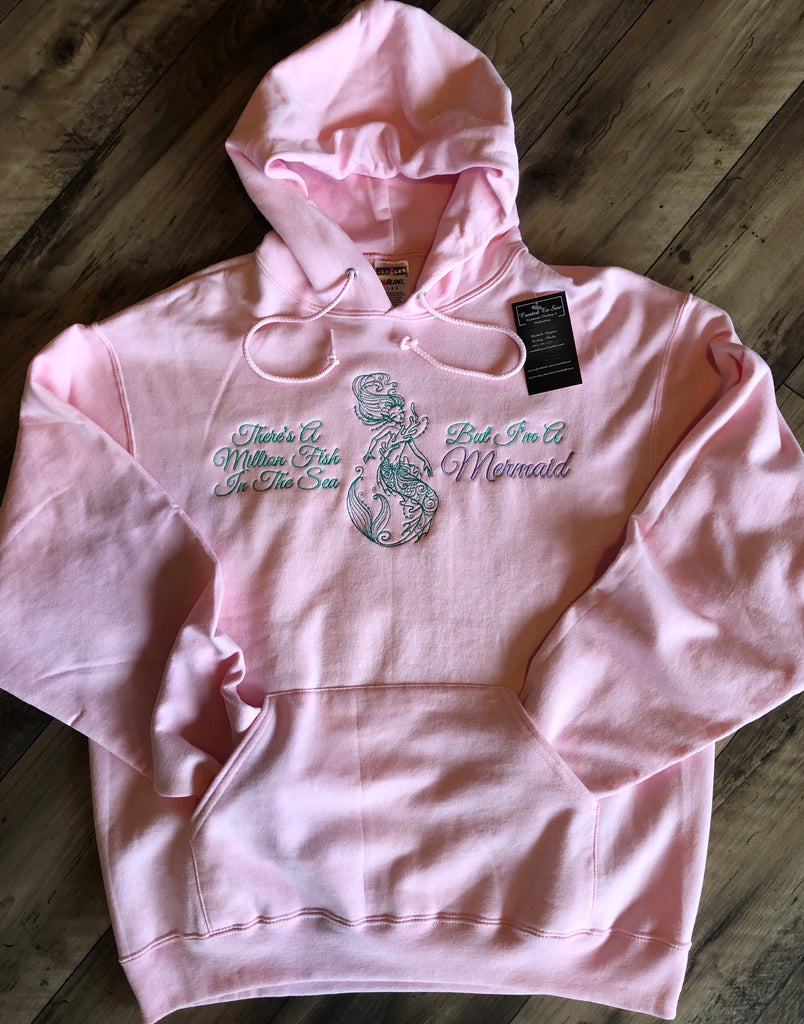 I'm a Mermaid Embroidered Light Pink Hoodie Size L – Created To Sew