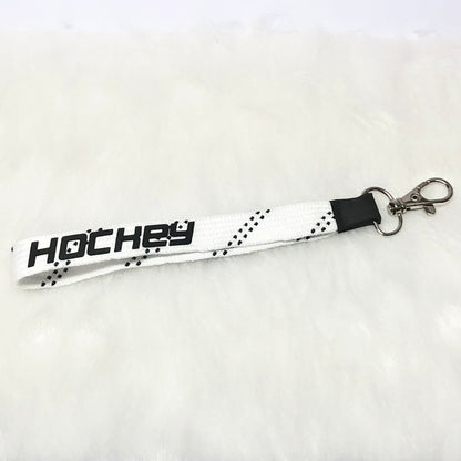 Hockey White Lace Keychain
